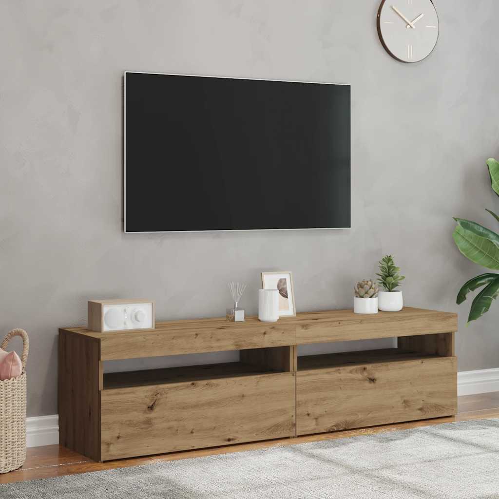 Vidaxl tv-meubels met led 2 st bewerkt hout artisanaal eiken