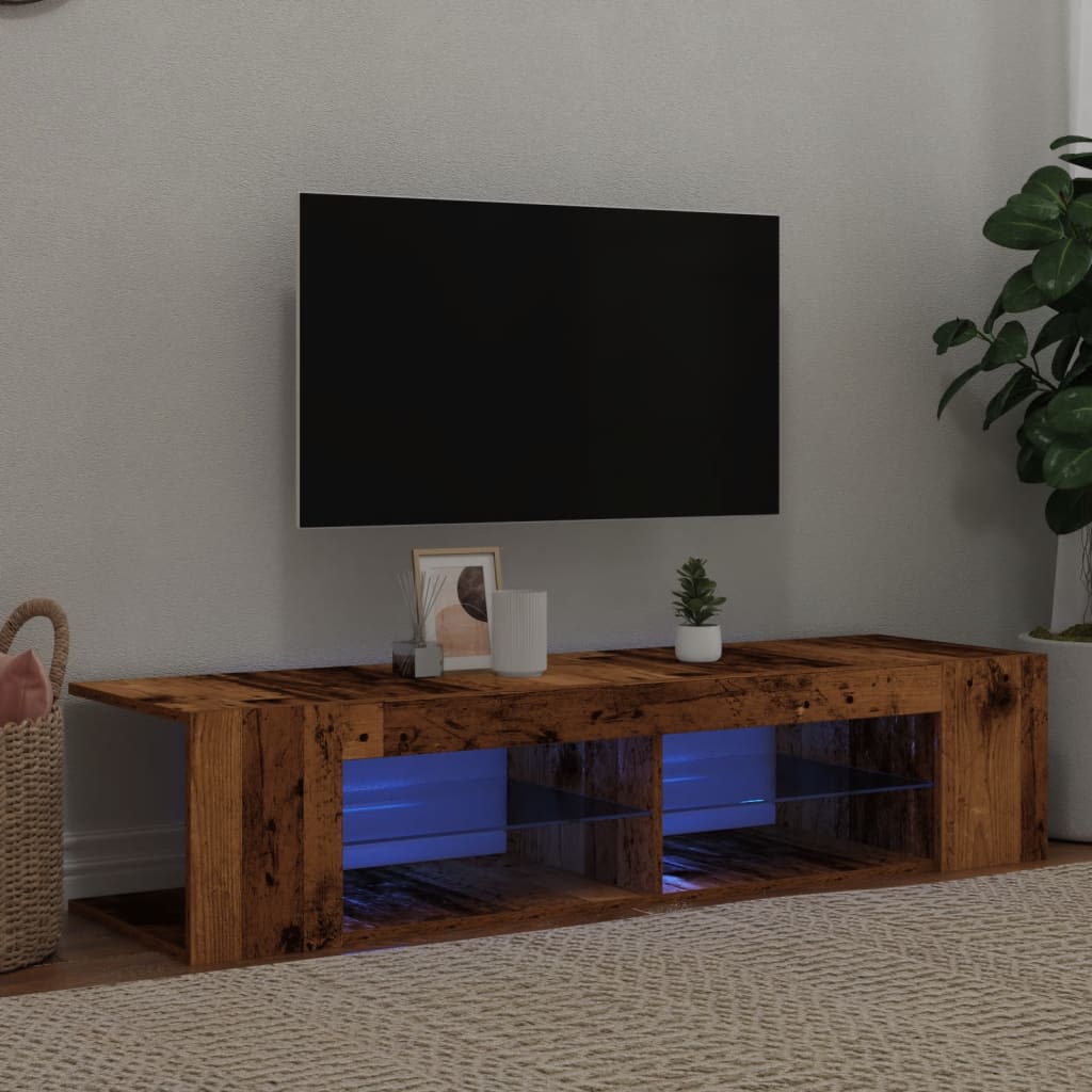 Vidaxl tv-meubel met led 135x39x30 cm bewerkt hout oud hout