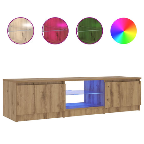 Vidaxl tv-meubel met led 140x40x36 cm bewerkt hout artisanaal eiken