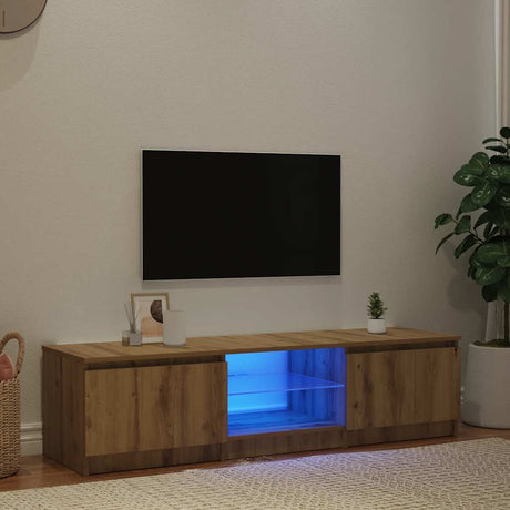Vidaxl tv-meubel met led 140x40x36 cm bewerkt hout artisanaal eiken