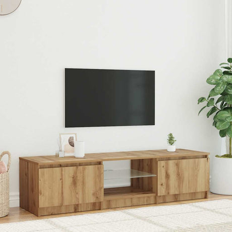 Vidaxl tv-meubel met led 140x40x36 cm bewerkt hout artisanaal eiken