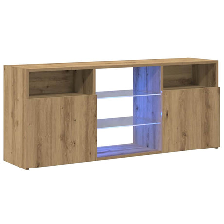 Vidaxl tv-meubel met led 120x30x50 cm bewerkt hout artisanaal eiken