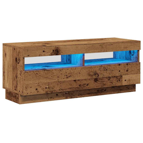 Vidaxl tv-meubel met led 100x35x40 cm bewerkt hout oud hout
