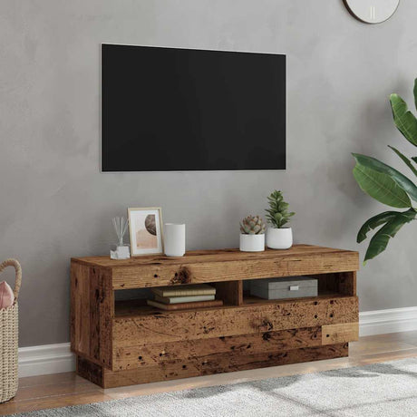 Vidaxl tv-meubel met led 100x35x40 cm bewerkt hout oud hout