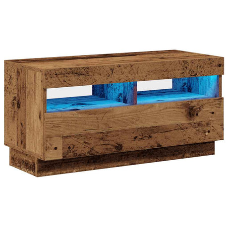Vidaxl tv-meubel met led 80x35x40 cm bewerkt hout oud hout