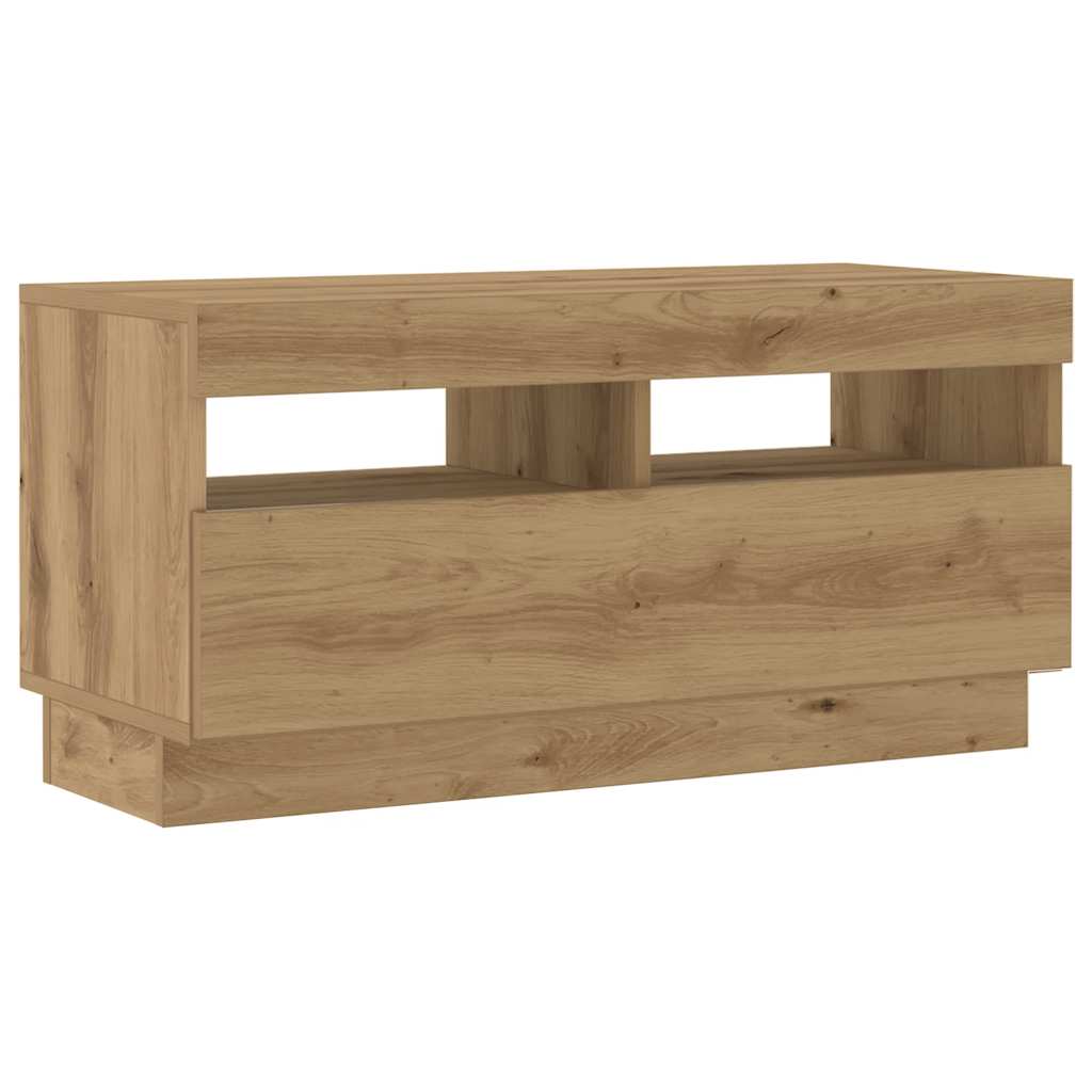 Vidaxl tv-meubel met led 80x35x40 cm bewerkt hout artisanaal eiken
