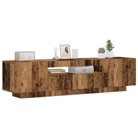 Vidaxl tv-meubel met led 160x35x40 cm bewerkt hout oud hout