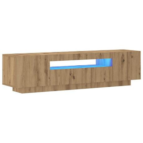 Vidaxl tv-meubel met led 160x35x40 cm bewerkt hout artisanaal eiken