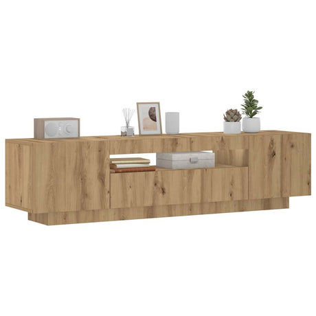 Vidaxl tv-meubel met led 160x35x40 cm bewerkt hout artisanaal eiken
