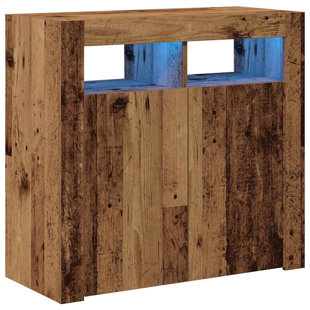 Vidaxl dressoir met led-verlichting 80x35x75 cm bewerkt hout oud hout