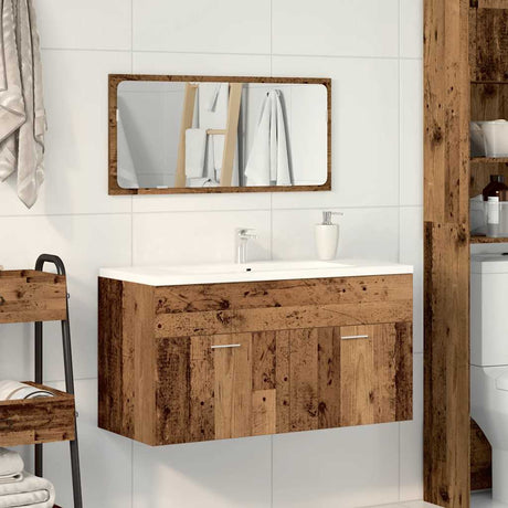 Vidaxl badkamerkast met spiegel bewerkt hout oud houtkleurig