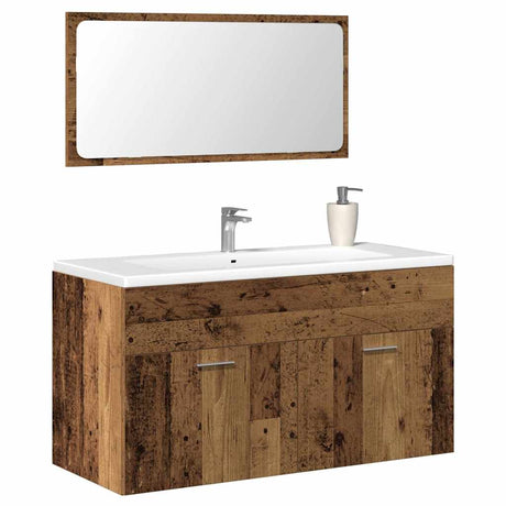 Vidaxl badkamerkast met spiegel bewerkt hout oud houtkleurig
