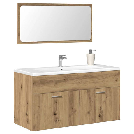 Vidaxl badkamerkast met spiegel bewerkt hout artisanaal eikenkleurig