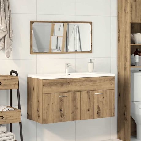 Vidaxl badkamerkast met spiegel bewerkt hout artisanaal eikenkleurig
