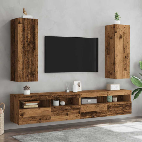 Vidaxl tv-meubelen 2 st 30,5x30x90 cm bewerkt hout oud houtkleurig