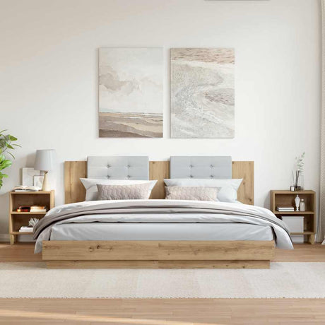 Vidaxl nachtkastjes 2 st 40x30x50cm bewerkt hout artisanaal eikenkleur