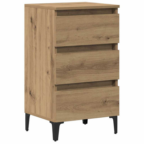 Vidaxl nachtkastje met metalen poten 40x35x69 cm artisanaal eikenkleur