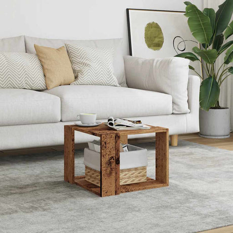 Vidaxl salontafel 40x40x30 cm bewerkt hout oud houtkleurig