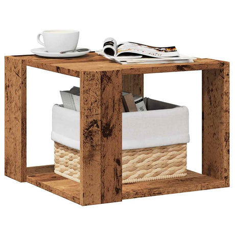 Vidaxl salontafel 40x40x30 cm bewerkt hout oud houtkleurig