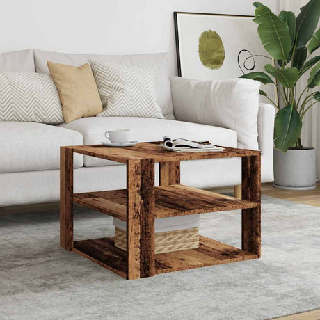 Vidaxl salontafel 58x58x40 cm bewerkt hout oud houtkleurig