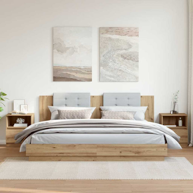Vidaxl nachtkastjes 2 st 40x40x50 cm bewerkt hout artisanaal eiken