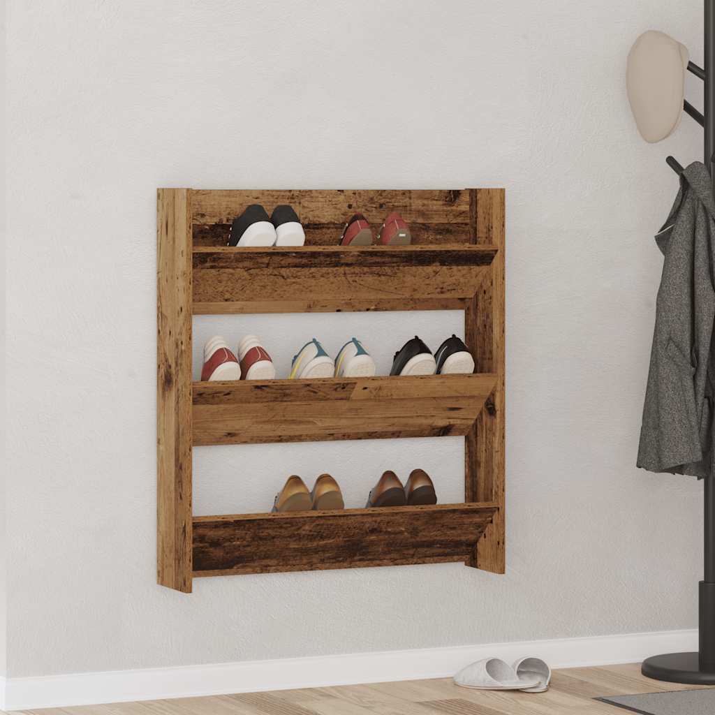 Vidaxx Wandschuhschrank 80x18x90 cm fertiges Holz, altholzfarben
