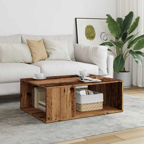 Vidaxl salontafel 90x67x33 cm bewerkt hout oud houtkleurig