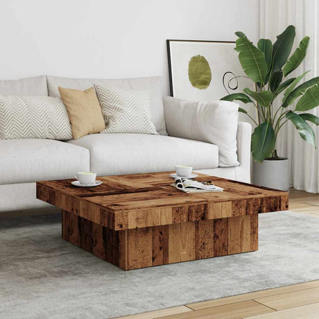 Vidaxl salontafel 90x90x28 cm bewerkt hout oud houtkleurig