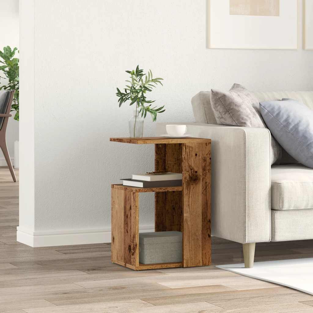 Vidaxl bijzettafel 36x30x56 cm bewerkt hout oud houtkleurig