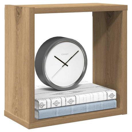 Vidaxl wandschappen kubus 2st 30x15x30cm bewerkt hout artisanaal eiken
