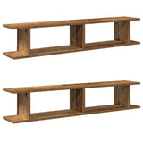 Vidaxl wandschappen 2 st 105x18x20 cm bewerkt hout oud houtkleurig