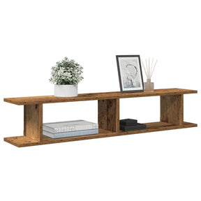 Vidaxl wandschappen 2 st 105x18x20 cm bewerkt hout oud houtkleurig