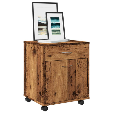 Vidaxl kast verrijdbaar 45x38x54 cm bewerkt hout oud houtkleurig