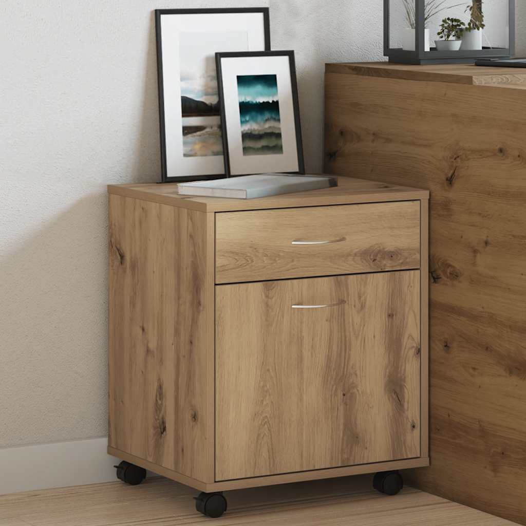 Vidaxl rolkast 45x38x54 cm bewerkt hout artisanaal eikenkleur