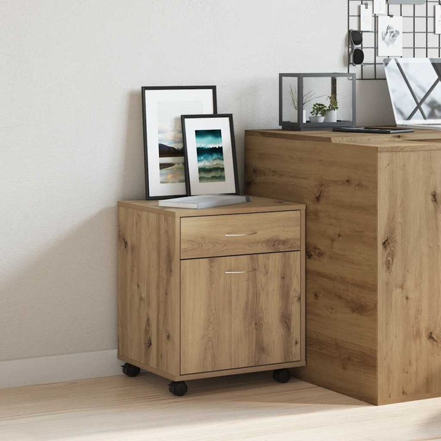 Vidaxl rolkast 45x38x54 cm bewerkt hout artisanaal eikenkleur