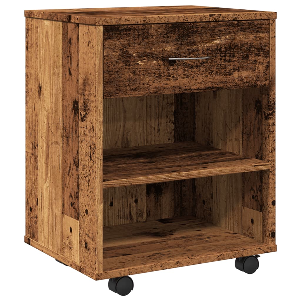 Vidaxl rolkast 46x36x59 cm bewerkt hout oud houtkleurig
