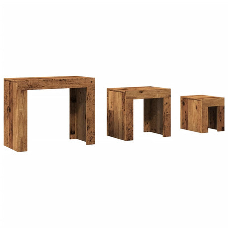 Vidaxl 3-delige tafeltjesset bewerkt hout oud houtkleurig