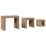 Vidaxl 3-delige tafeltjesset bewerkt hout artisanaal eikenkleurig