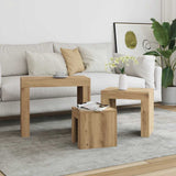 Vidaxl 3-delige tafeltjesset bewerkt hout artisanaal eikenkleurig