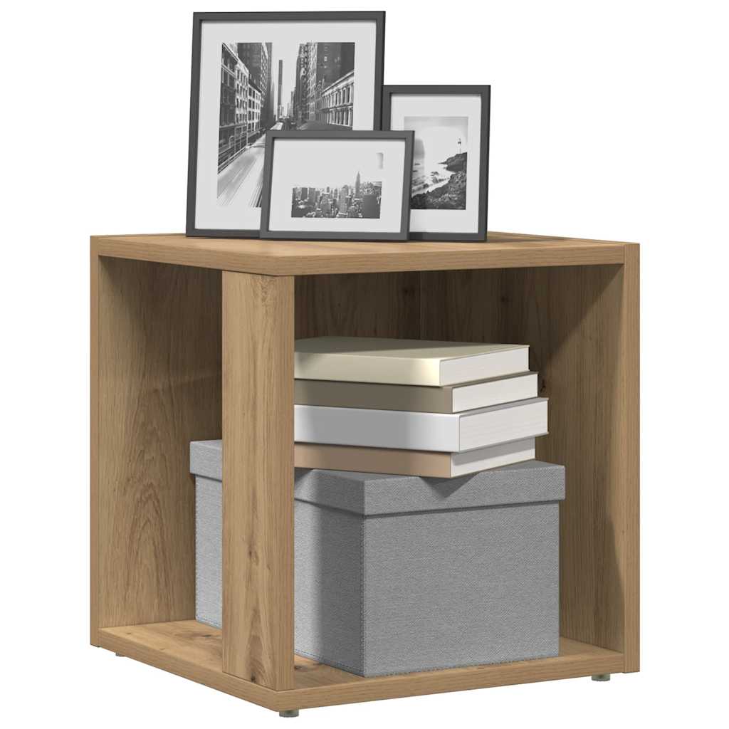 Vidaxl bijzettafel 33x33x34 cm bewerkt hout artisanaal eikenkleurig