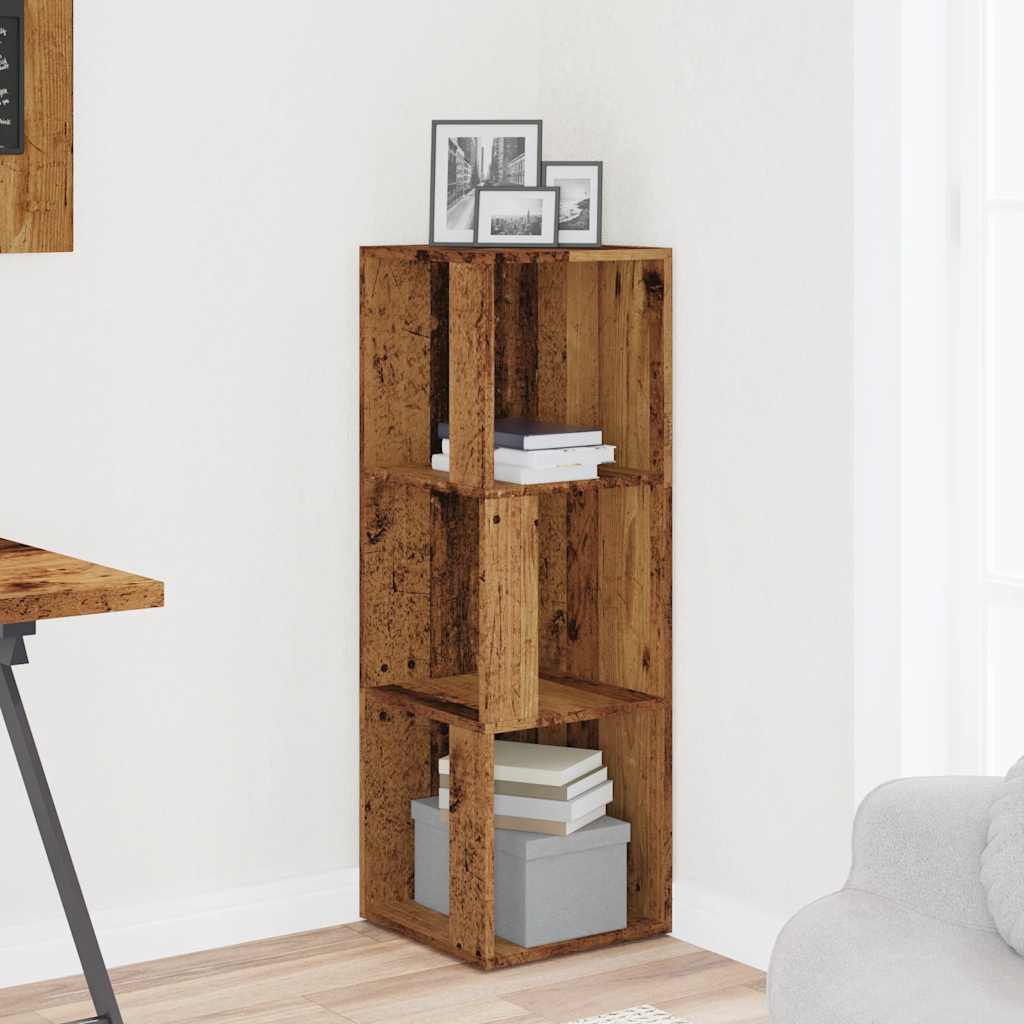 Vidaxl hoekkast 33x33x100 cm bewerkt hout oud houtkleurig