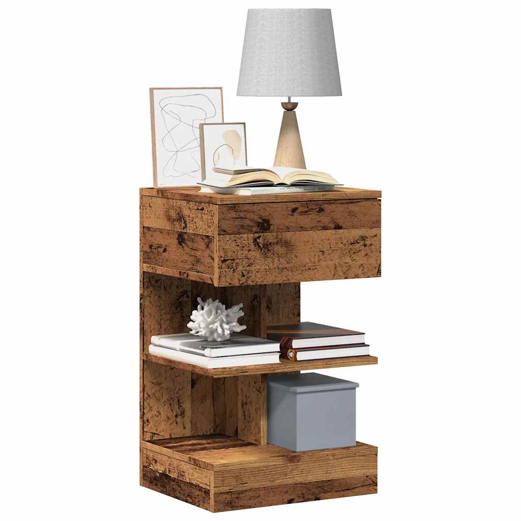 Vidaxl nachtkastje 40x35x65 cm bewerkt hout oud houtkleurig