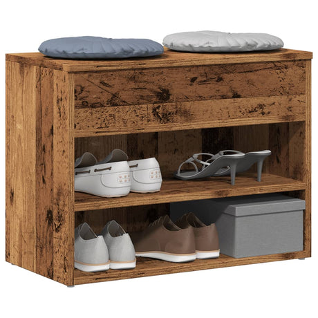 VidaXL Schuhbank 60x30x45 cm handgefertigtes Holz, altholzfarben