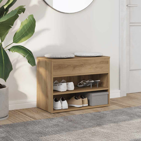 VidaXL Schuhbank 60x30x45 cm, handgefertigtes Holz, handwerkliche Eichenfarbe