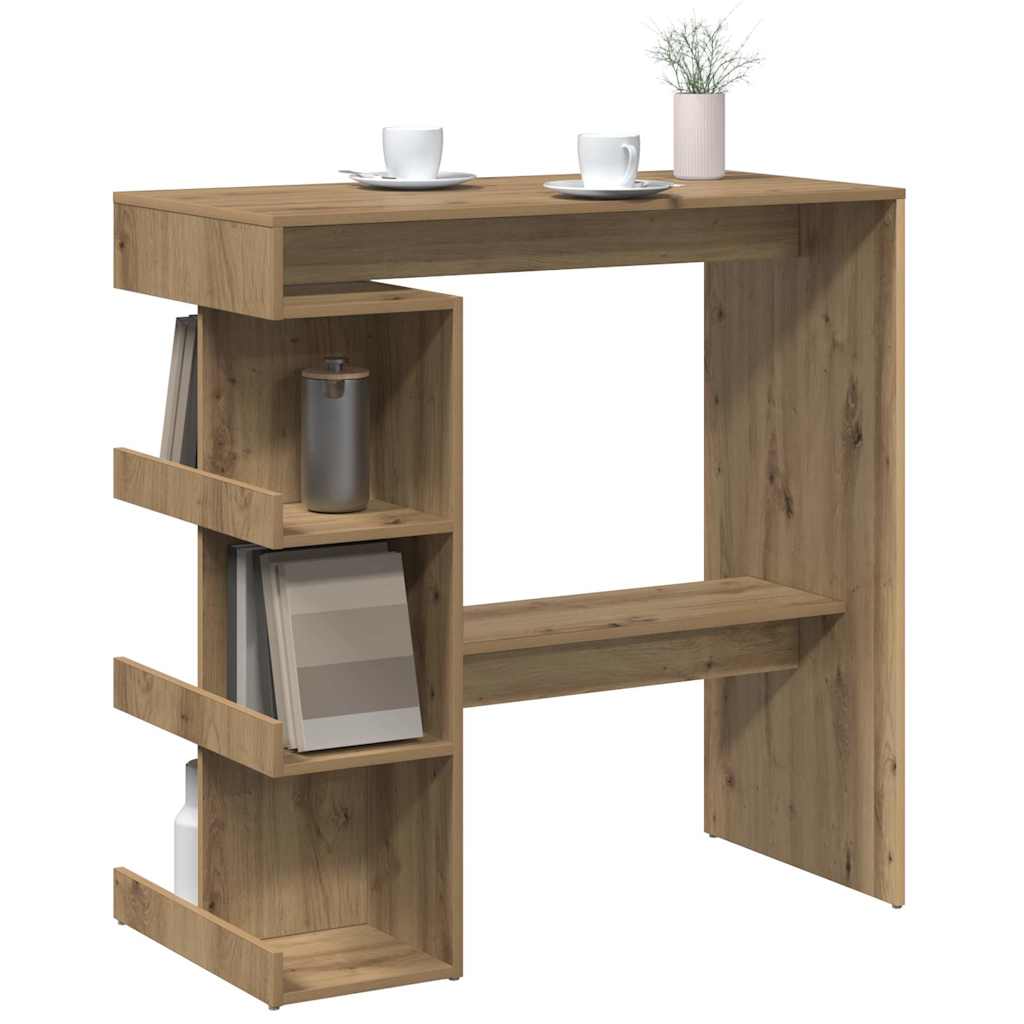 Vidaxl bartafel met opbergrek 100x48x101,5 cm artisanaal eikenkleurig