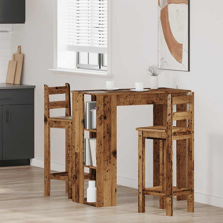 Vidaxl bartafel met schap 102x50x103,5 cm bewerkt hout oud houtkleurig