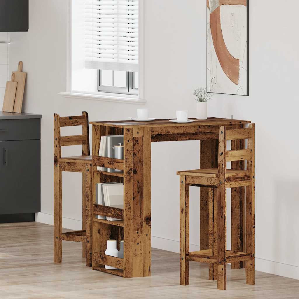 Vidaxl bartafel met opbergrek 102x50x103,5 cm oud houtkleurig