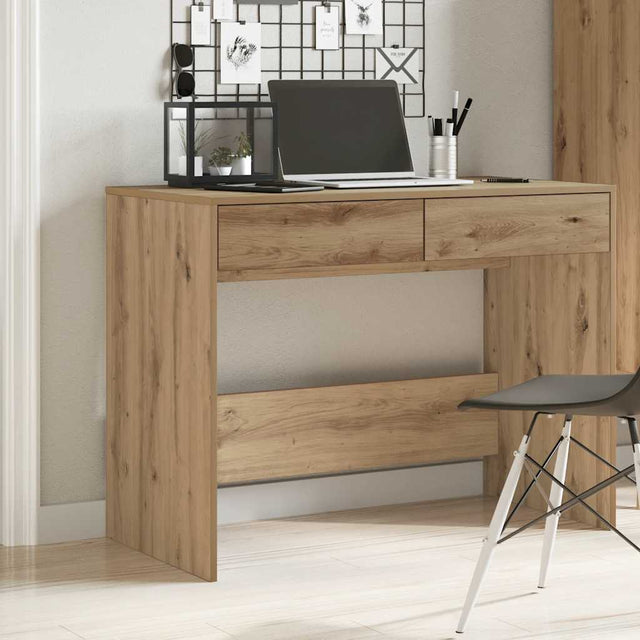 Vidaxl bureau 101x50x76,5 cm bewerkt hout artisanaal eikenkleur