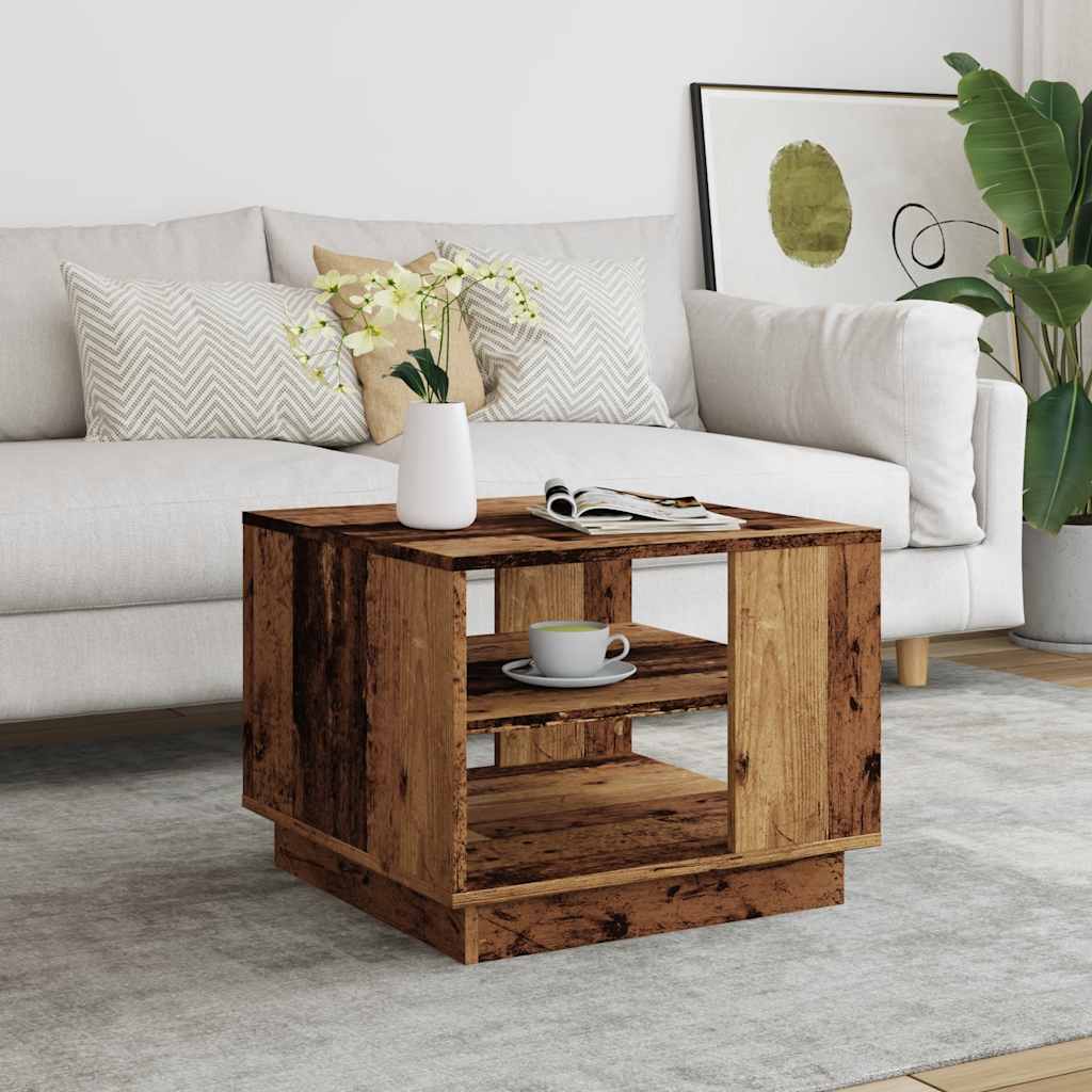 Vidaxl salontafel 55x55x42 cm bewerkt hout oud houtkleurig