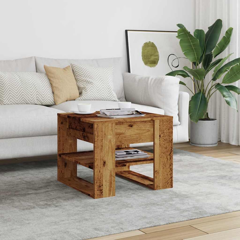 Vidaxl salontafel 55,5x55x45 cm bewerkt hout oud houtkleurig